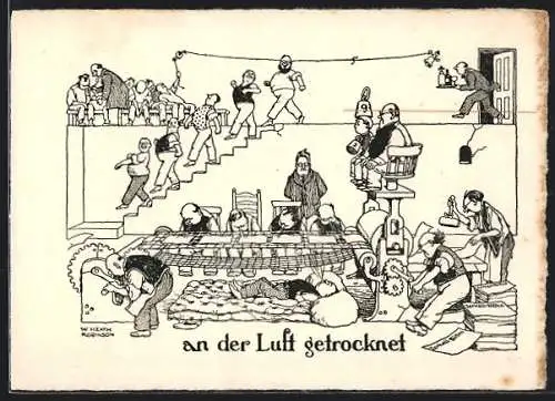 Künstler-AK Zeitungsdruck mit Lufttrocknung
