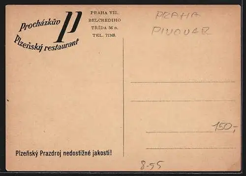 AK Männer stossen mit Bier der Plzenský Prazdroj-Brauerei an, Brauerei-Werbung