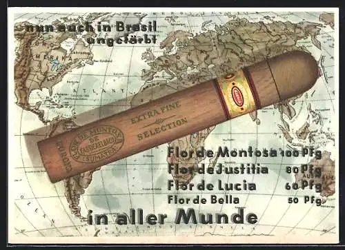 AK Barislianische Zigarren Flor de Montosa, Flor de Justitia & Flor de Lucia, Landkarte