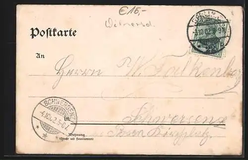 Lithographie Berlin-Grunewald, Schildhorn, Jaczow im Dankgebet, Kaiser-Wilhem-Turm