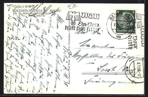 AK Berlin-Grunewald, Reichsfinanzschule, Königs-Allee 20