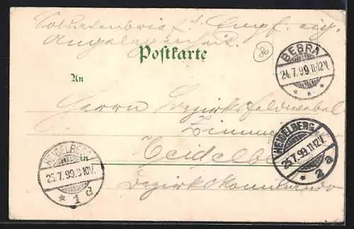 Lithographie Bebra, Bahnhof mit Gleisen, Ortsansicht mit Bahnhof