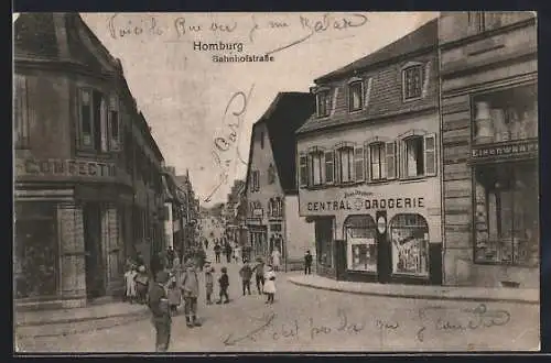 AK Homburg / Pfalz, Bahnhofstrasse, Central Drogerie, Eisenwarengeschäft