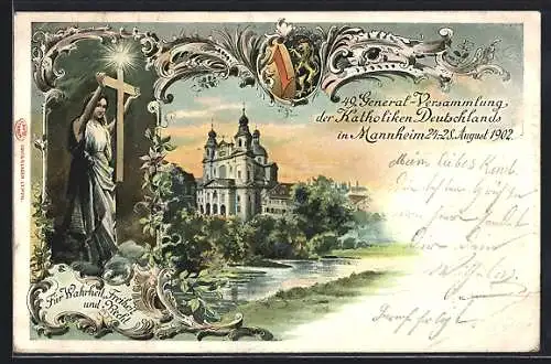 Lithographie Mannheim, 49. General-Versammlung der Katholiken Deutschlands 1902, Kirche
