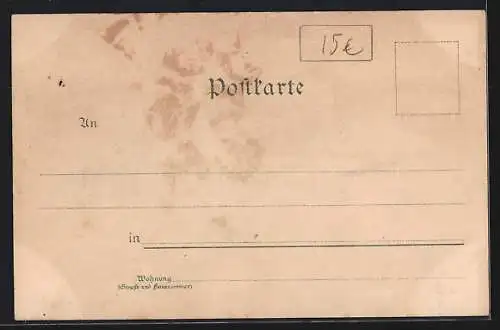 Lithographie Kehl, Eisenbahnbrücke und Ortsansicht