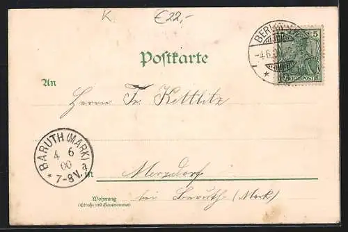 Lithographie Berlin-Treptow, Ansicht am Paradiesgarten, Tunnel der Spree-Untergrund-Bahn