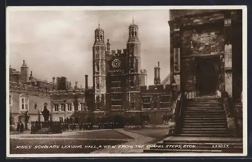 AK Eton, King`s Scholars leaving hall, A view from the Chapel steps