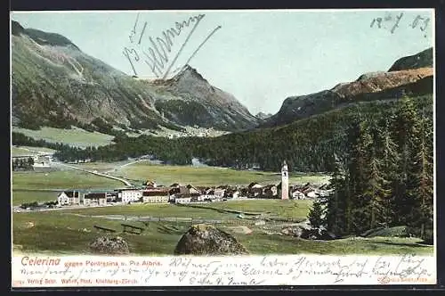 AK Celerina, Panorama, um 1900