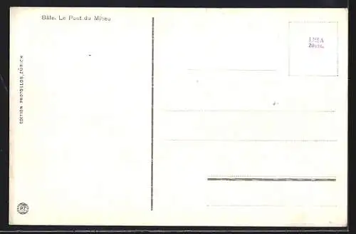AK Basel, Ortsansicht über die Mittlere Rheinbrücke