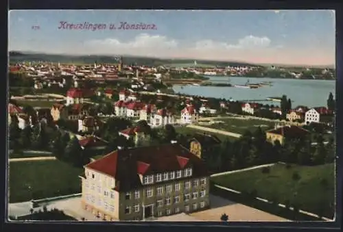 AK Konstanz, Teilansicht mit Kreuzlingen