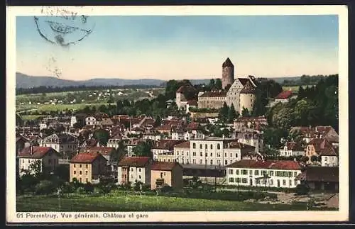 AK Porrentruy, Vue générale, Château et gare