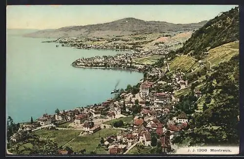 AK Montreux, Totalansicht an der Küste