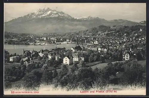 AK Luzern, Totalansicht mit dem Pilatus