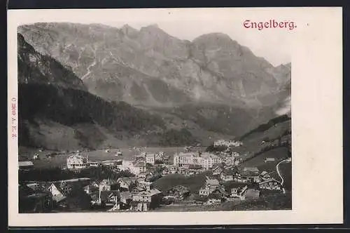 AK Engelberg, Ortsansicht gegen die Berge