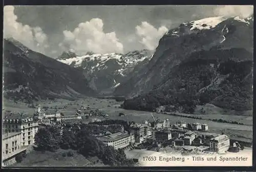 AK Engelberg, Ortsansicht mit Titlis und Spannörter