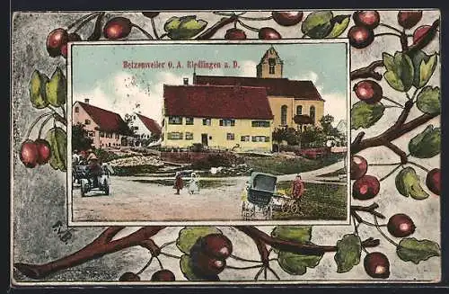 Künstler-AK Betzenweiler, Strassenpartie im Ort