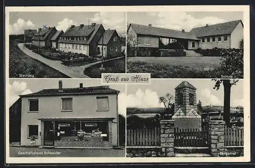 AK Hönze, Geschäftshaus Schneider, Ehrenmal, Siedlung, Schule