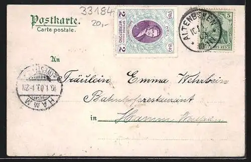 Lithographie Altenbeken, Bahnhof von der Gleisseite, Viaduct, Tunnel-Portal