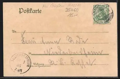 Lithographie Staufenberg / Lahn, Teilansicht, Aussichtsturm in der Ruine