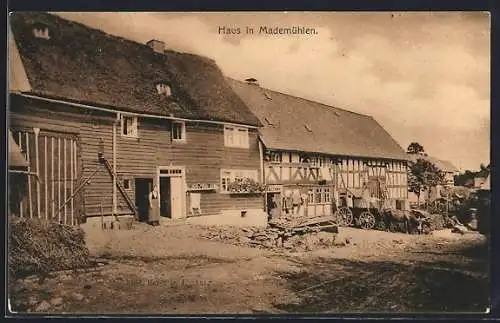 AK Mademühlen, Strassenansicht mit Fachwerkhäusern