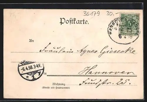 Lithographie Bebra, Hotel Schlüter, Bahnhof, Ortspartie