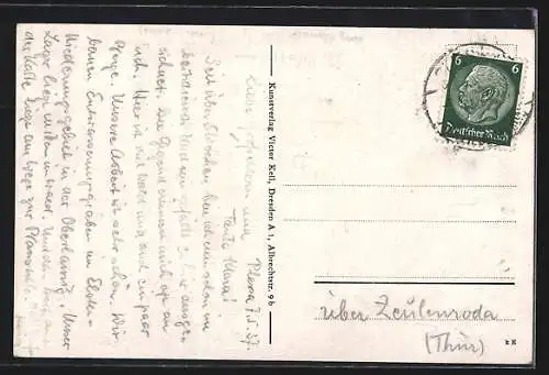 AK Lindenau über Elsterwerda, Schloss, Schule, Kriegerdenkmal