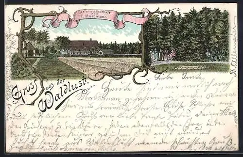 Lithographie Rheda, Gasthof von F. Massmann