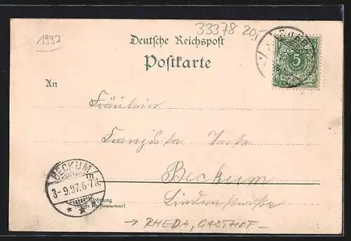 Lithographie Rheda, Gasthof von F. Massmann