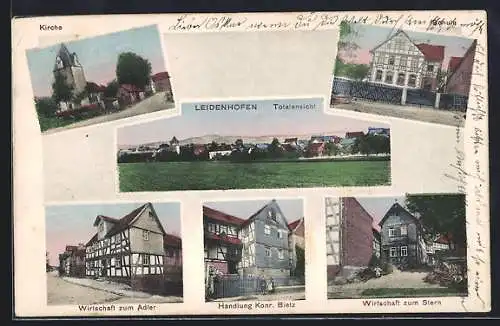 AK Leidenhofen, Gasthof zum Stern, Gasthaus zum Adler, Handlung K. Bietz