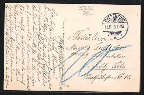 AK Katzenfurt, Gasthaus zum Preussischen Hof, Ortsansicht aus der Vogelschau