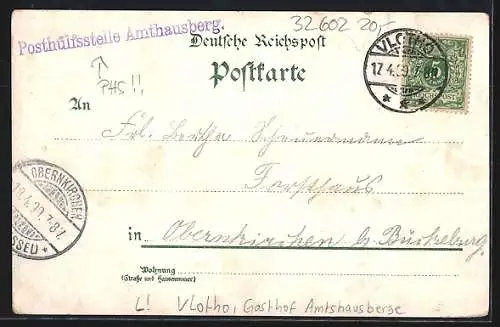 Lithographie Vlotho, Gasthof auf dem Amthausberg, Ortsansicht