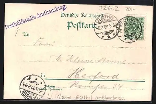 Lithographie Vlotho, Gasthof auf dem Amthausberg, Totalansicht mit Umgebung