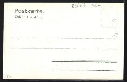 Lithographie Sontheim a. d. Brenz, Kunstmühle Franz Ströhle, Schulhaus, Strassenpartie, Totalansicht