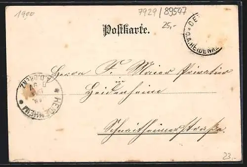 Lithographie Dettingen a. A., Uhrmacher und Verlag C. Honold, Molkerei, Marktplatz