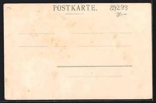 Lithographie Kellmünz, Ortspartie mit Brücke, Kirche und Strasse
