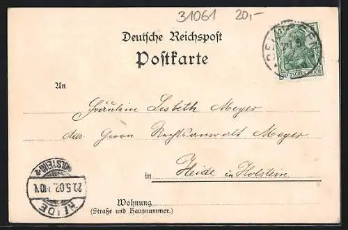 Lithographie Alfeld a. d. Leine, Hotel Schlehberg, Ortsansicht mit Siebenberge