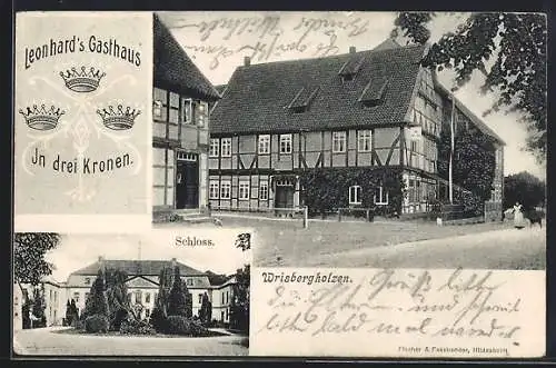 AK Wrisbergholzen, Leonhard`s Gasthaus in drei Kronen und das Schloss