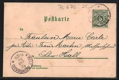 Lithographie Niedernhall, Fabrik v. Schaufler u. Wundt, Götzenhaus, Post