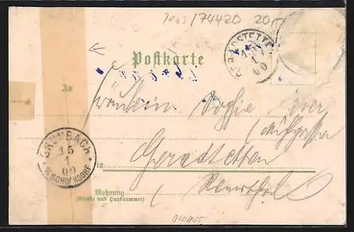 Lithographie Oberroth / Gaildorf, Gasthaus zum Lamm, Warenhaus Stengelin, Molkerei, Gasthof zur Post