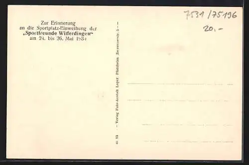 AK Wilferdingen, Sportplatz-Einweihung der Sportfreunde Wilferdingen 1930, Fussballspiel