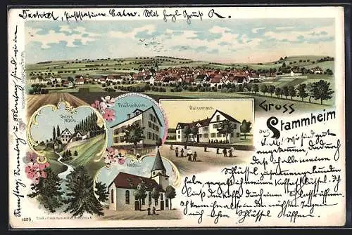 Lithographie Stammheim / Schwarzwald, Untere Mühle, Waisenhaus, Friedensheim