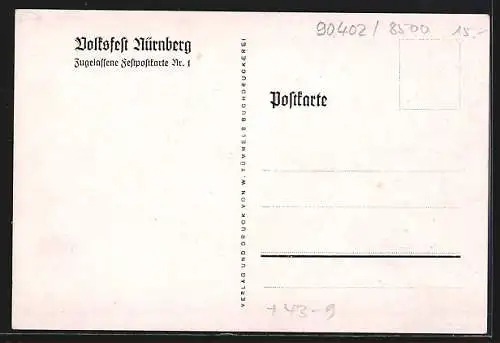 Künstler-AK Nürnberg, Volksfest, Eröffnungsfeier, Wappen