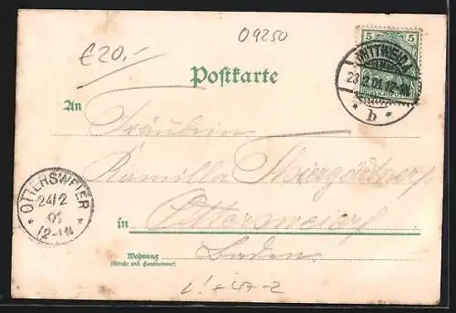 Lithographie Mittweida, Technikum, Ortsansicht, zahlreiche Studentenwappen