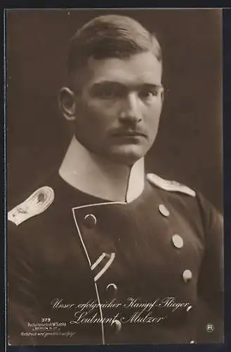 Foto-AK Sanke Nr. 379: Der erfolgreiche Flieger Leutnant Max von Mulzer in Uniform