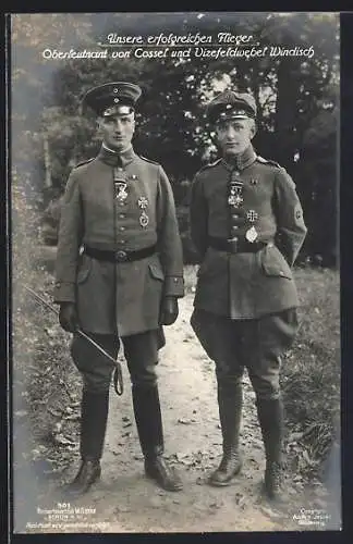 Foto-AK Sanke Nr. 401: Kampfflieger Oberleutnant Maximilian von Cossel und Vizefeldwebel Rudolf Windisch