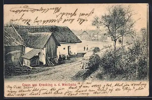 AK Pressbaum, Kracking an der Westbahn, Blick auf ein Gehöft