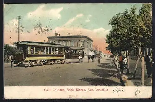 AK Bahia Blanca, Calle Chiclana, Strassenbahn