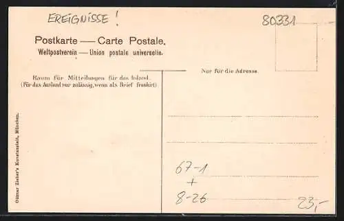 AK München, Deutsche Bäckerei-Ausstellung 1905, Denkmal Kaiser Ludwig des Bayern, Wappen, Helebarde