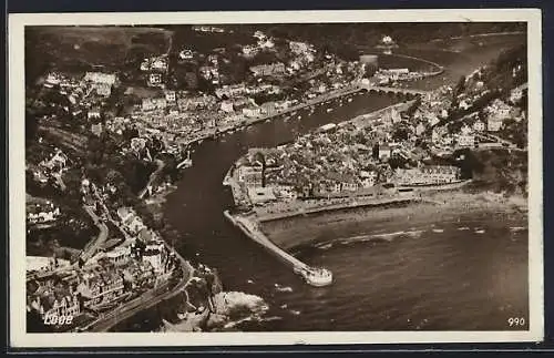 AK Looe, Blick auf den Hafen aus der Luft