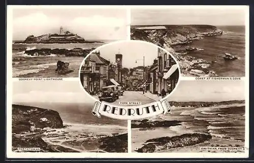 AK Redruth, Fore Street, Coast at Fisherman`s Cove, Godrevy Point Lighthouse